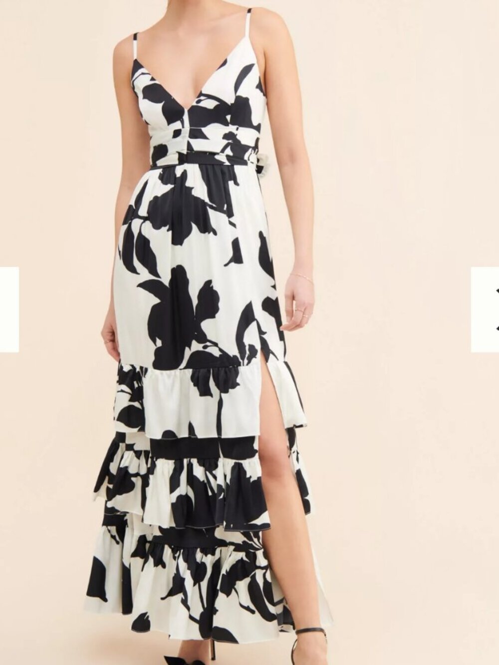 Hutch Guthrie Sleeveless Floral V-Neck Side-Slit Satin Maxi Dress Size 10